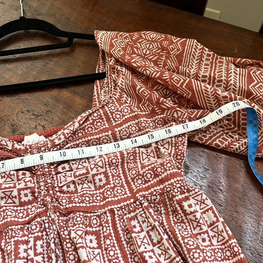 CLEOBELLA Joely Midi Dress Organic Cotton Southwestern Boho Print Rust Copper M - Picture 10 of 13